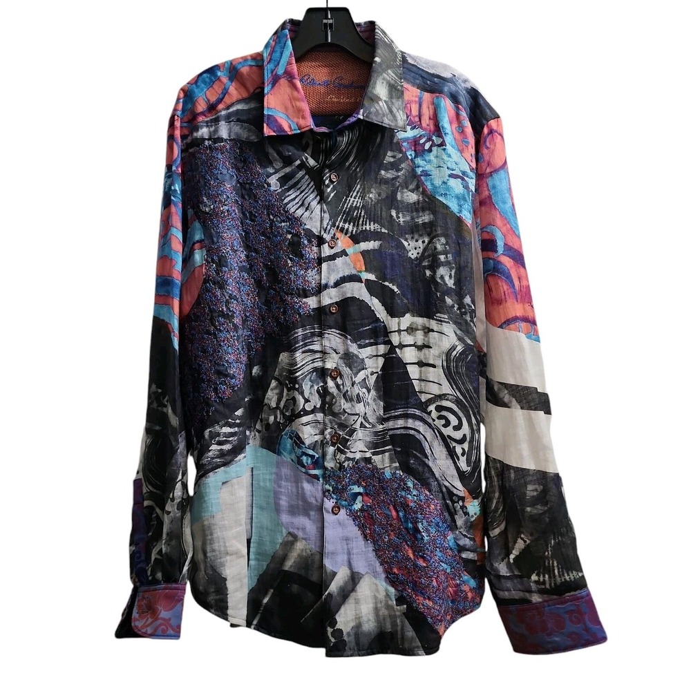 Robert Graham Mens Size XL‎ Limited Edition Galaxy Multicolor Linen 136/808